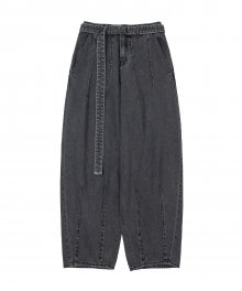 Oversized Washed Denim Pants [GREY]