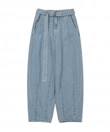 Oversized Washed Denim Pants [SKY BLUE]