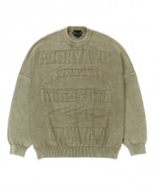 [PBA] Five AJO Logos Washed Sweater [KHAKI]