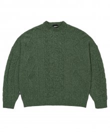 Velvet Cable Stitch Sweater [KHAKI]