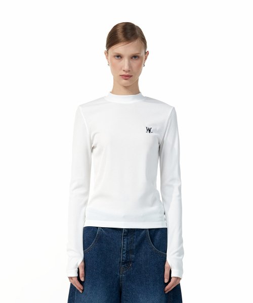 ジャケット WOOALONG Mockneck finger hole top IVORY Zeagoo White Long Sleeve Shirts for Women Trendy Basic Mock