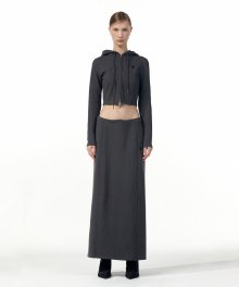 Signature slim long skirt - CHARCOAL GREY