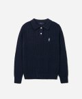 [100% COTTON] WOMEN HERITAGE DAN CABLE PK KNIT NAVY