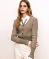 TWO TONE RIBBED CARDIGAN - BEIGE