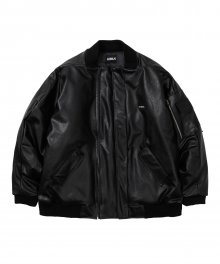 Vegan Leather Bomber Jacket [BLACK]
