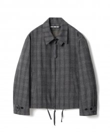 button up drizzler jacket grey check