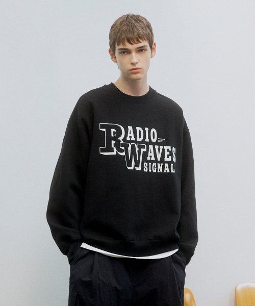 Radio Wave Graphic Crewneck Sweatshirt_Black