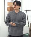 Cable V-neck Wool Sweater_Gray
