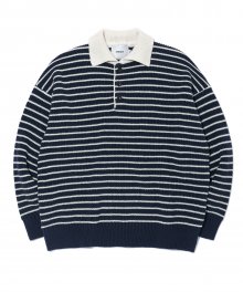 Heavy Cotton Rugby Knit Navy Stripe