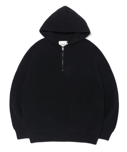 Hoodie Half Neck Knit Black