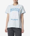 여성 플라워 로고 반소매 티셔츠 - 스카이 블루 / T3533495