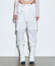 Cuffed Hem Cargo Trousers White