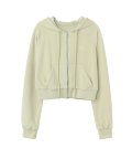 Velour Crop Zip-Up Hoodie Pale Mint