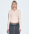 Bow Silhouette Knit Zip-Up Hoodie Pale Pink