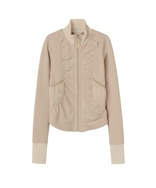 SCULPTOR Shirring Zip-Up Jersey