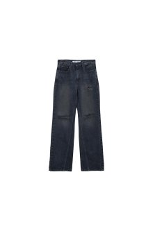 STUD POINT WASHED DENIM PANTS IN NAVY