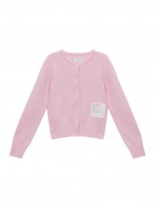 TYPO PATCH ROUND CARDIGAN IN PINK