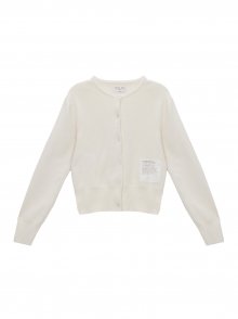 TYPO PATCH ROUND CARDIGAN IN IVORY