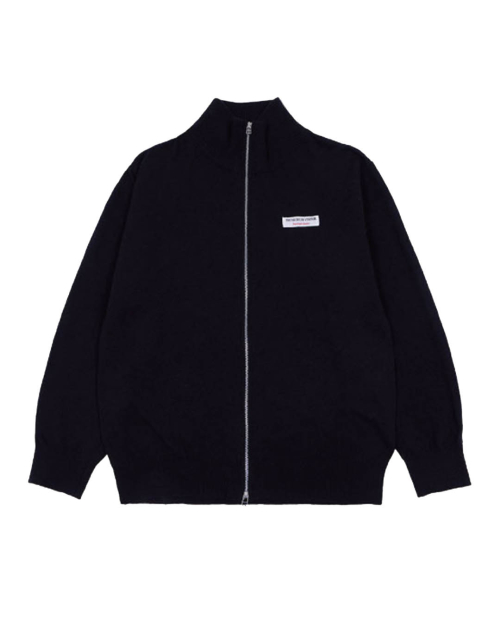 FLOWER PICTURE PRINTED KNIT ZIP UP (BLACK)
