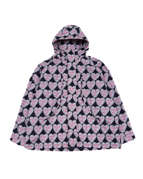FOREVER ART PRINTED CURVED ZIPPER WINDBREAKER (BLACK)