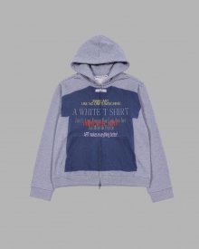 LETTERING T-SHIRTS PRINTED ZIP UP HOODY (GREY)