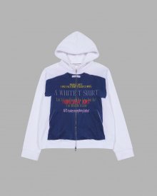 LETTERING T-SHIRTS PRINTED ZIP UP HOODY (WHITE)