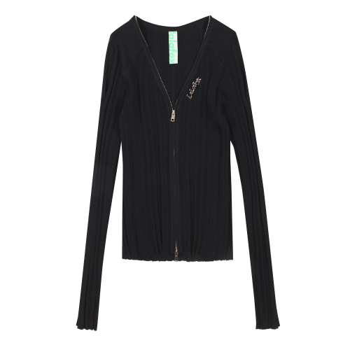 RIBBED CUT OUT CARDIGAN BLACK BP1KG001