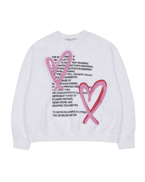 HEART PRINTED INSIDE-OUT SWEATSHIRTS (WHITE)