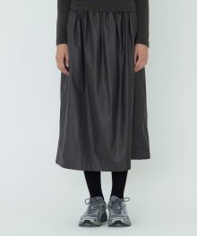 Glossy Long Skirts_Charcoal
