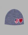 TWO HEART PATCH STITCHED BEANIE (GREY)