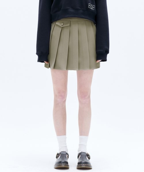 ●●HAE BY HAEKIM●●FLAP PLEATED MINI SKIRT 해바이해킴(HAE BY HAEKIM) FLAP PLEATED MINI SKIRT_BEIGE