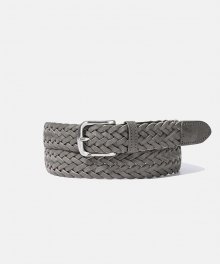 Braided Leather Belt Grey