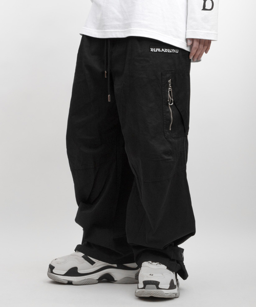 Широкие брюки карго с логотипом Vividy Hidden Guts (Black)
