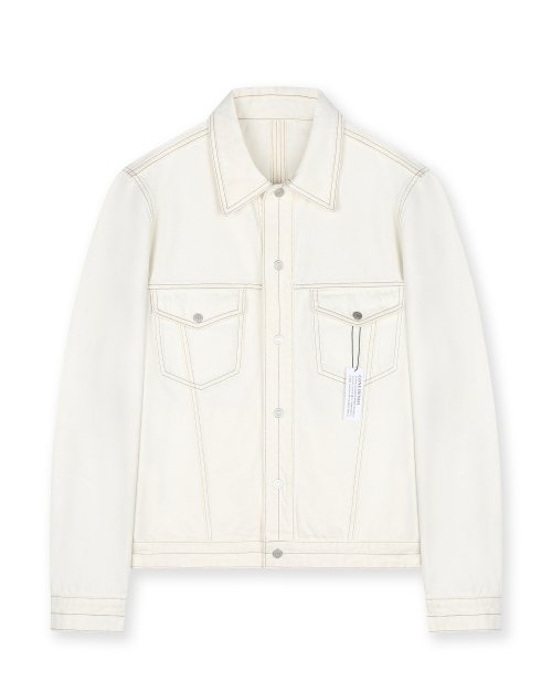CONE MILL DENIM STITCHED TRUCKER JACKET ECRU