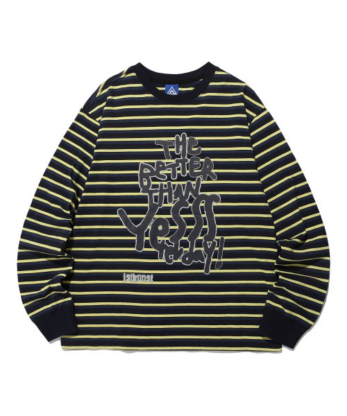 SCRIBBLE BTY STRIPE LS TEE_NAVY(IK2DFMM551A)
