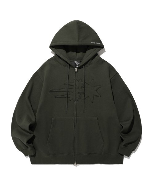 MUSINSA | NICE GHOST CLUB Three Star Logo Hood Zip-Up_Charcoal