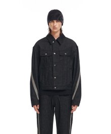 WAVE CURL LINE DENIM JACKET BLACK