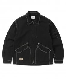 Contrast Stitch Jacket Black