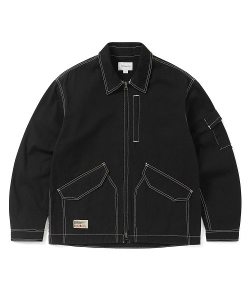 Black contrast stitch outlet jacket