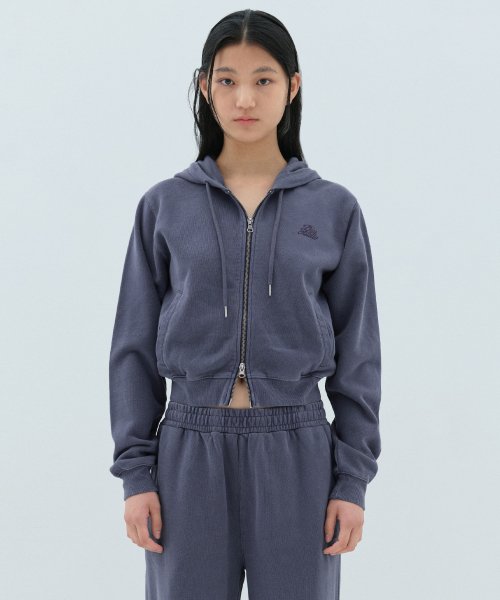 오아이오아이 컬렉션() 루프 스타 로고 크롭 후드 집업_블루 상품 이미지