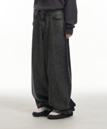 DUPLICITY WASHED BAGGY DENIM PANTS BLACK