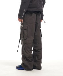 EYELET POCKET CARGO WIDE PANTS CHARCOAL