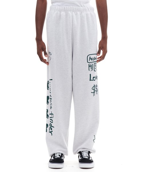 MUSINSA | アーカイブボールド DOODLE SWEAT PANTS (LIGHT GRAY)