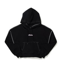 (W) STITCH CROP HOODIE BLACK