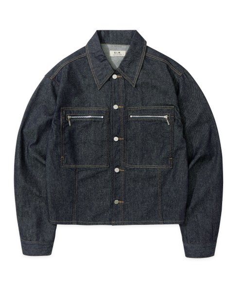 MUSINSA | GLW [Non-fade] Oversized cropped two-pocket denim jacket low ...