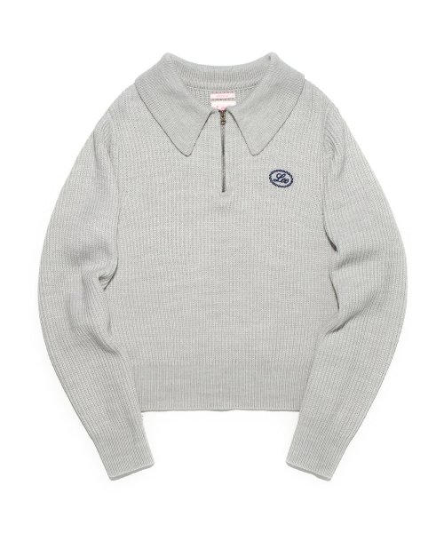 Женский полузип-трикотаж в рубчик Light Grey
