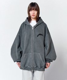 OVERSIZED MOTION LOGO HOODIE ZIP-UP Charcoal