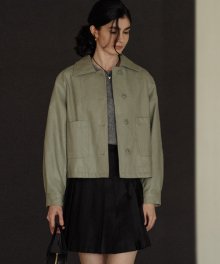 Eco leather short jacket_Mint