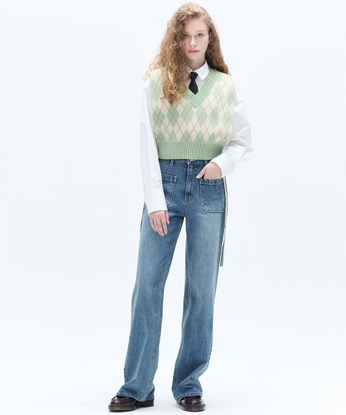 ARGYLE V-NECK VEST_GREEN