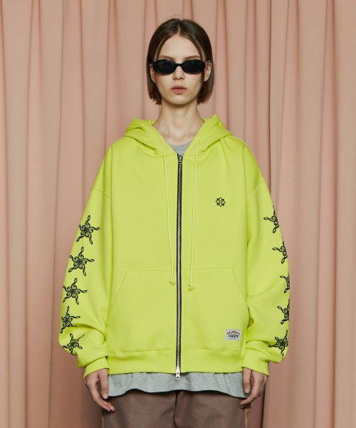 Худи на молнии со звездами / Lime Yellow